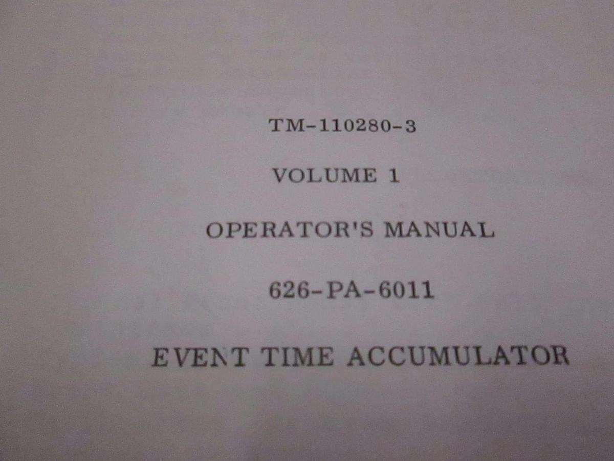 Used Dranetz TM-110280-3 Volume 1 Event Time Accumulator Operators Manual, Used