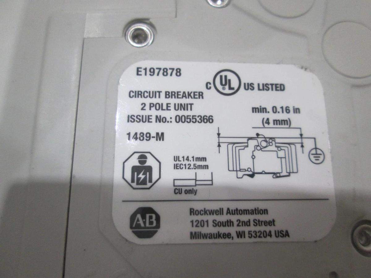 Allen-Bradley, 1489-M2C100, Miniature Circuit Breaker, 2 Pole, New