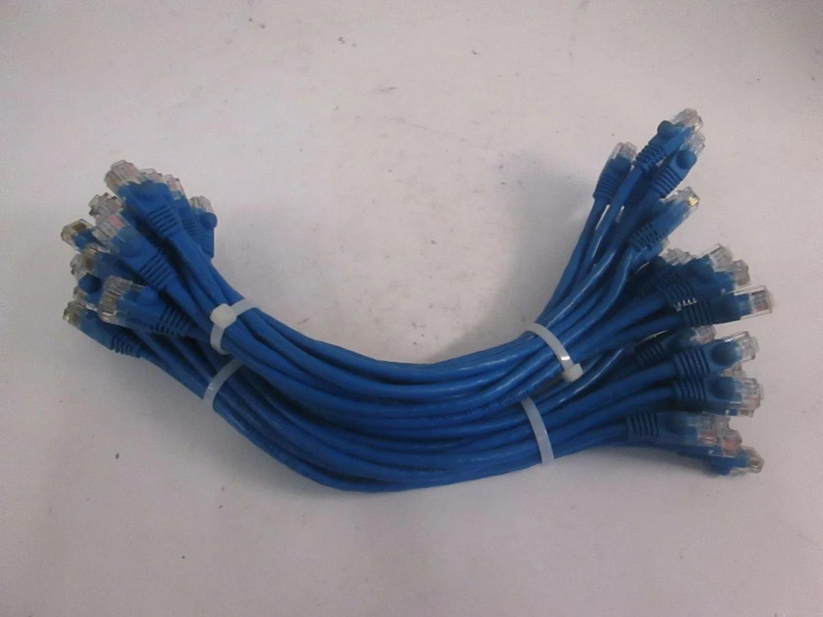 Ethernet Patch Cable To TIA/EIA, E188601, 1ft, Blue, Lot of 25