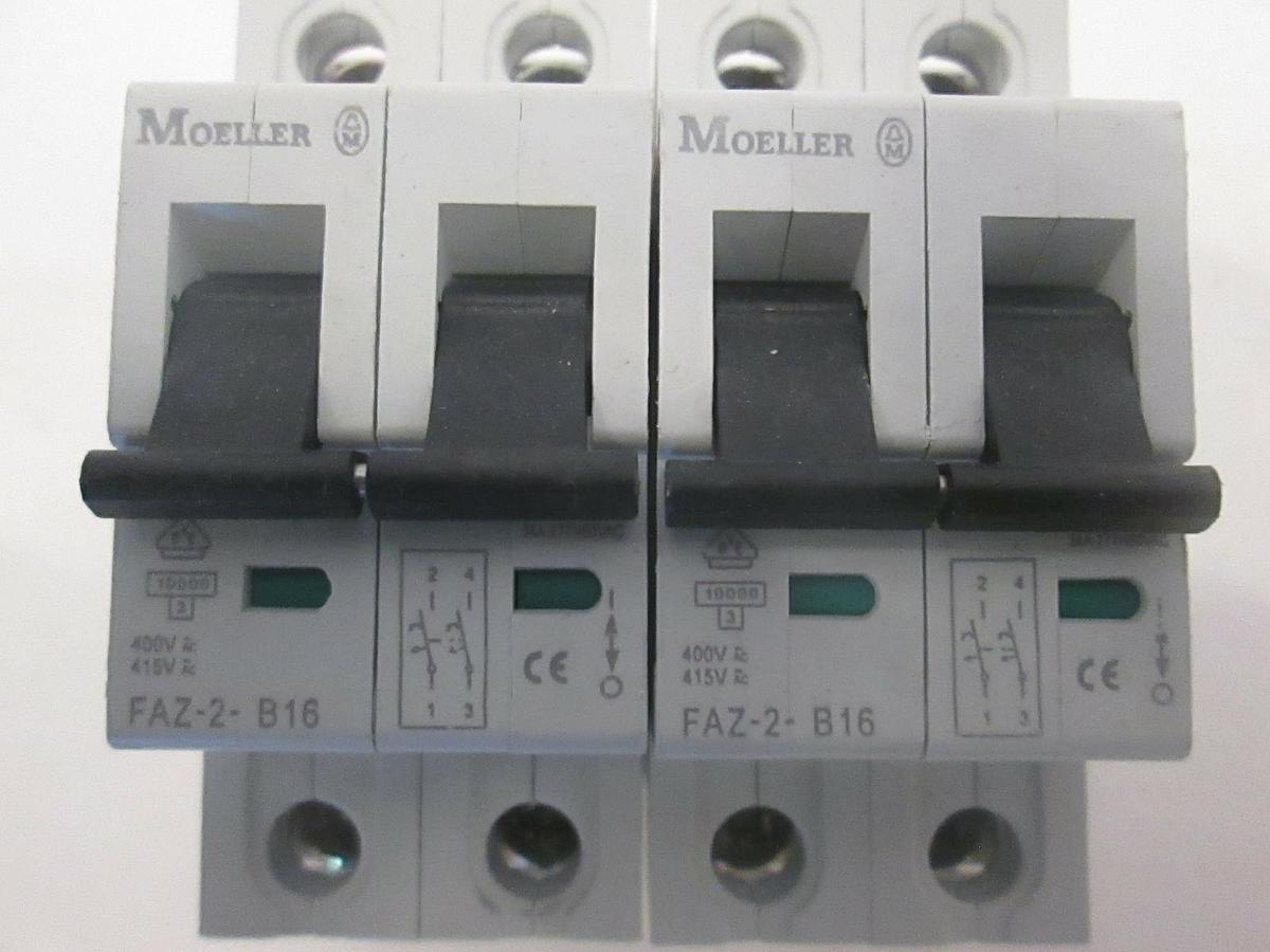 Used Moeller, FAZ-2-B16, Circuit Breakers, Used, Lot of 2