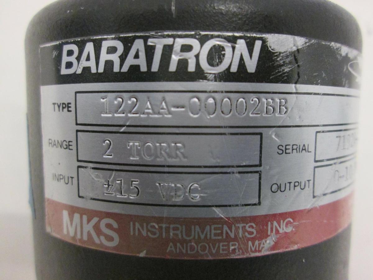 Used MKS, Baratron 2 Torr Pressure Transducer, 122AA-00002BB, Used