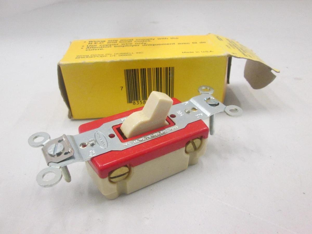 Used Hubbell, 1221-I, A.C. Toggle Switch, Single Pole, 20A, New