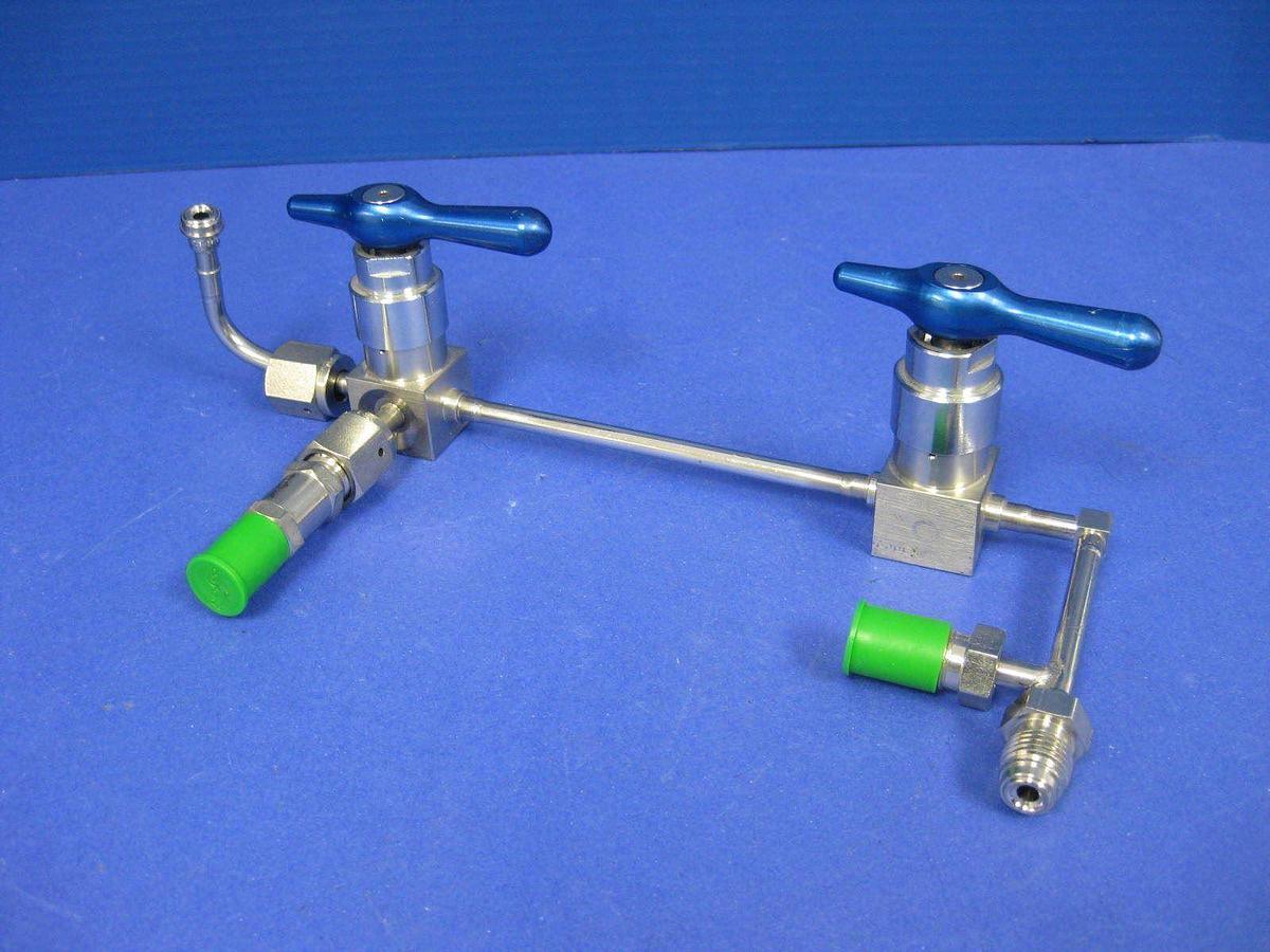 Used Semi-gas Manual Shut Off Flow Valve Assy, N2 Purge Manifold, 5 Ports, Used