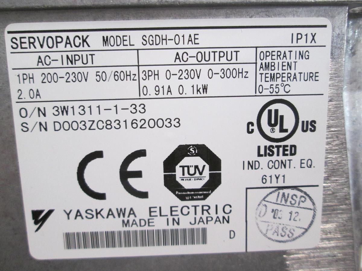 Used Yaskawa, SGDH-01AE, Sigma ll SERCOPACK AC Servo Drive Amplifier 200-230V Tested