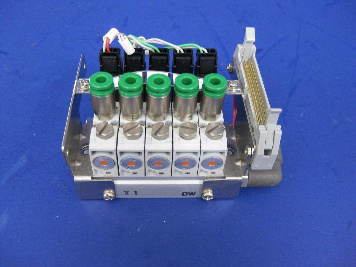 Used SMC VQD1131-5L-M5-X15 Solenoid Valve Manifold Assembly, with 5 Valves, Used