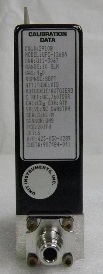 Used Unit UFC-1268A, Mass Flow Controller, Gas- N2O, Range- 10 SLM, 1/4" M I/O VCR