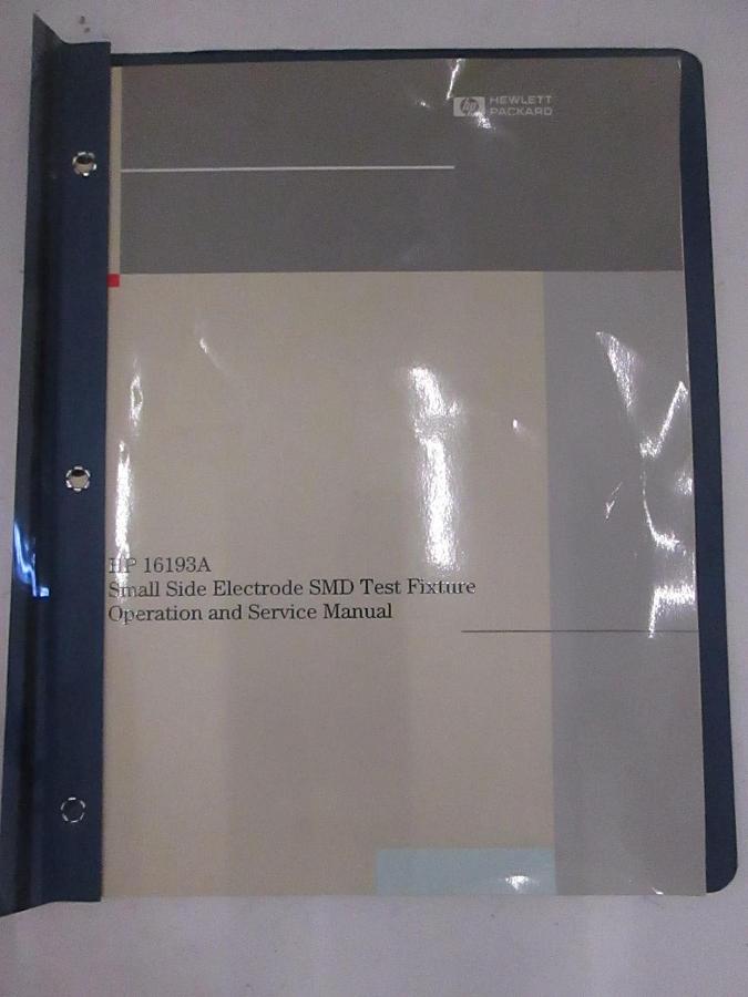 Used HP 16193A Small Side Electrode SMD Test Fixture Operation/ Service Manual, Used