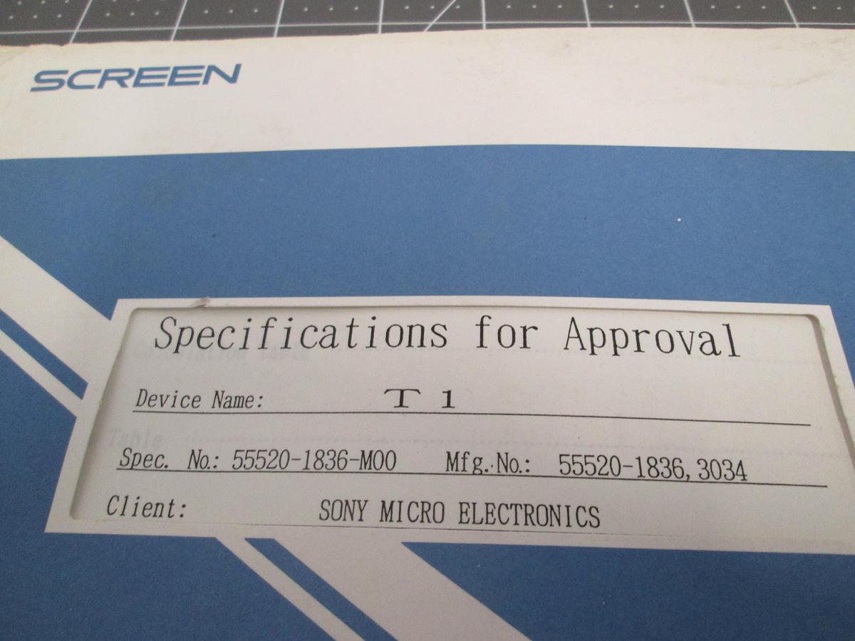 Used SCREEN, T1 Original OEM Manual 55520-1836-M00,Sony Micro Electronics