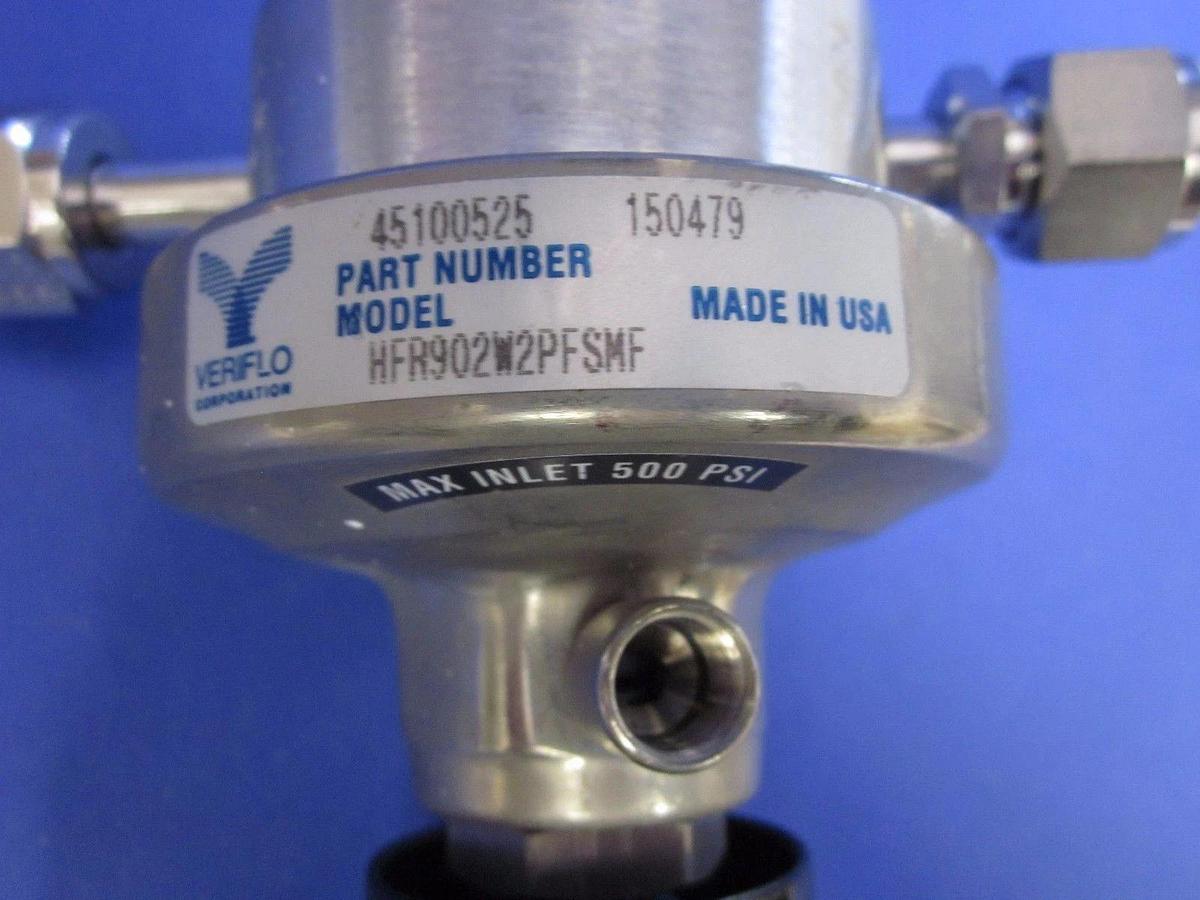 Used Veriflo HFR902W2PFSMF High Flow Pressure Regulator, 2 Ports, 1/4" MVCR/1/2" FVCR
