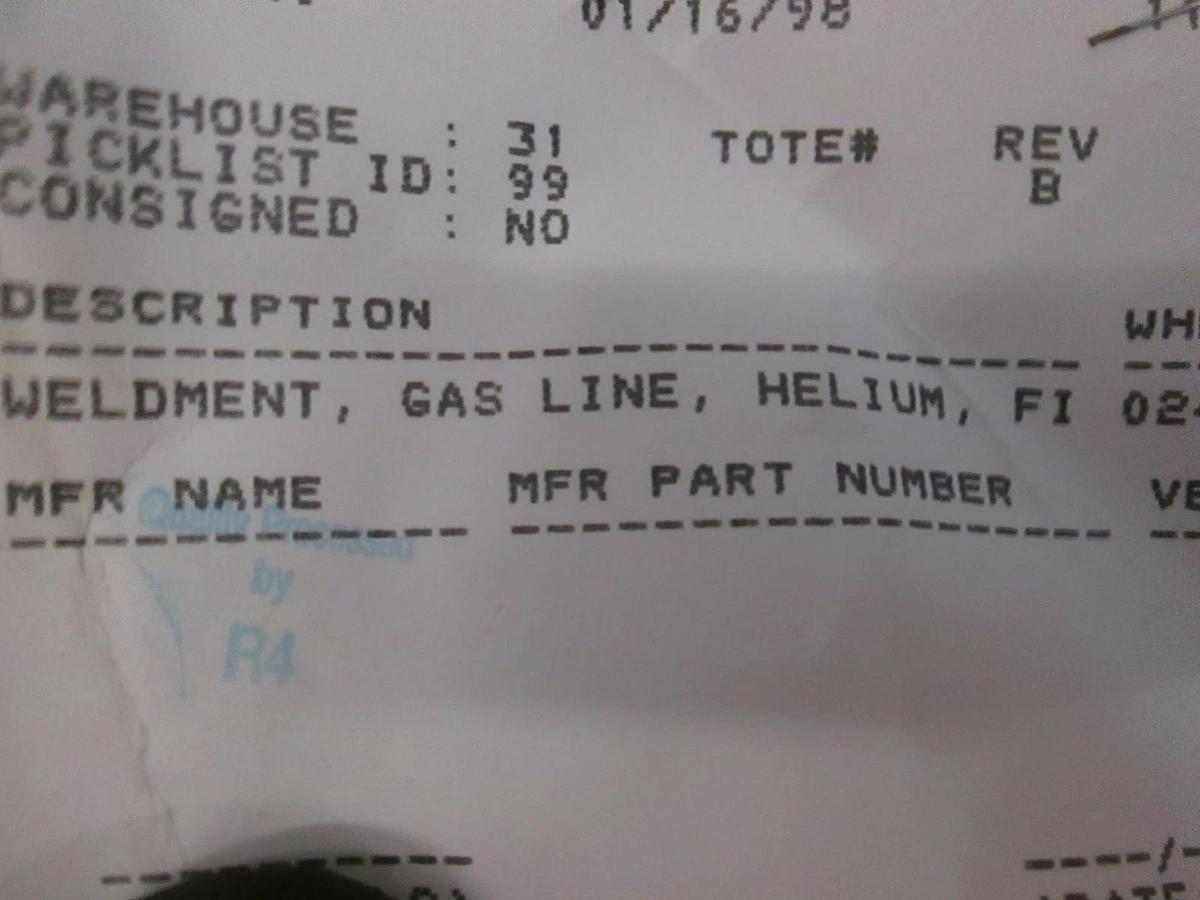 Used AMAT, Gas Line Weldment, Helium, 0050-30513, Used