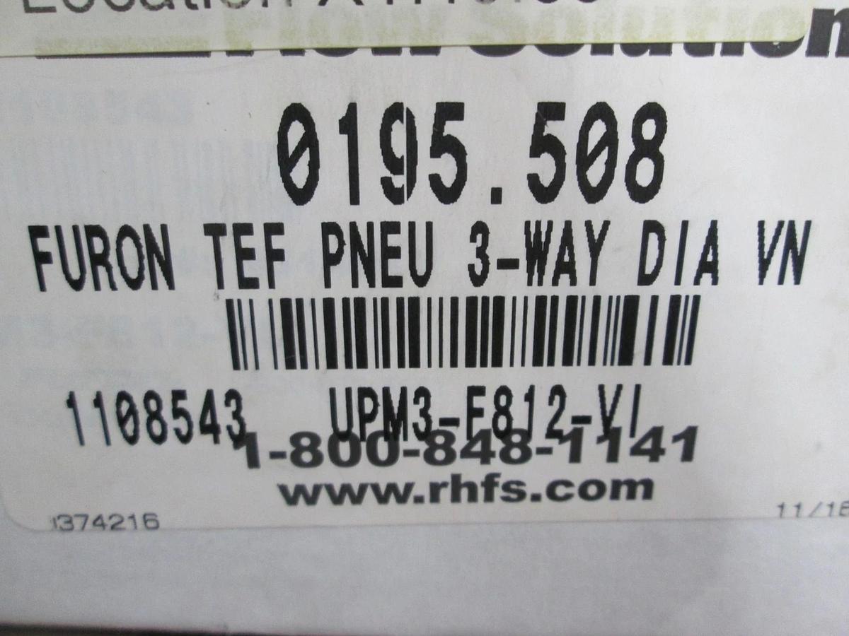 Furon, UPM3-F812-VI, Diaphragm Valve, 3-Way, 1/2" Orifice, 3/4" Port, New