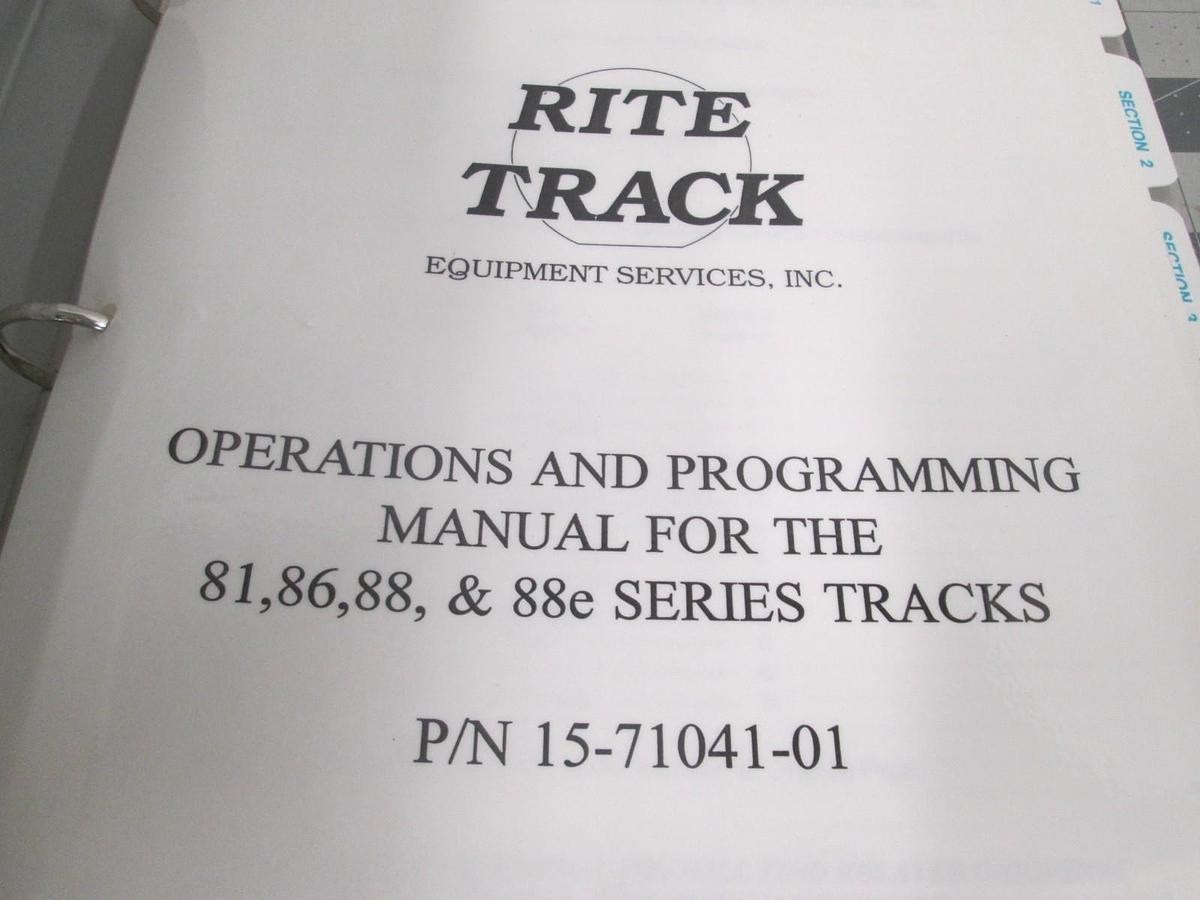 Used Rite Track, Series Operations and Program Manual for 81,86,88,88e Tracks, Used