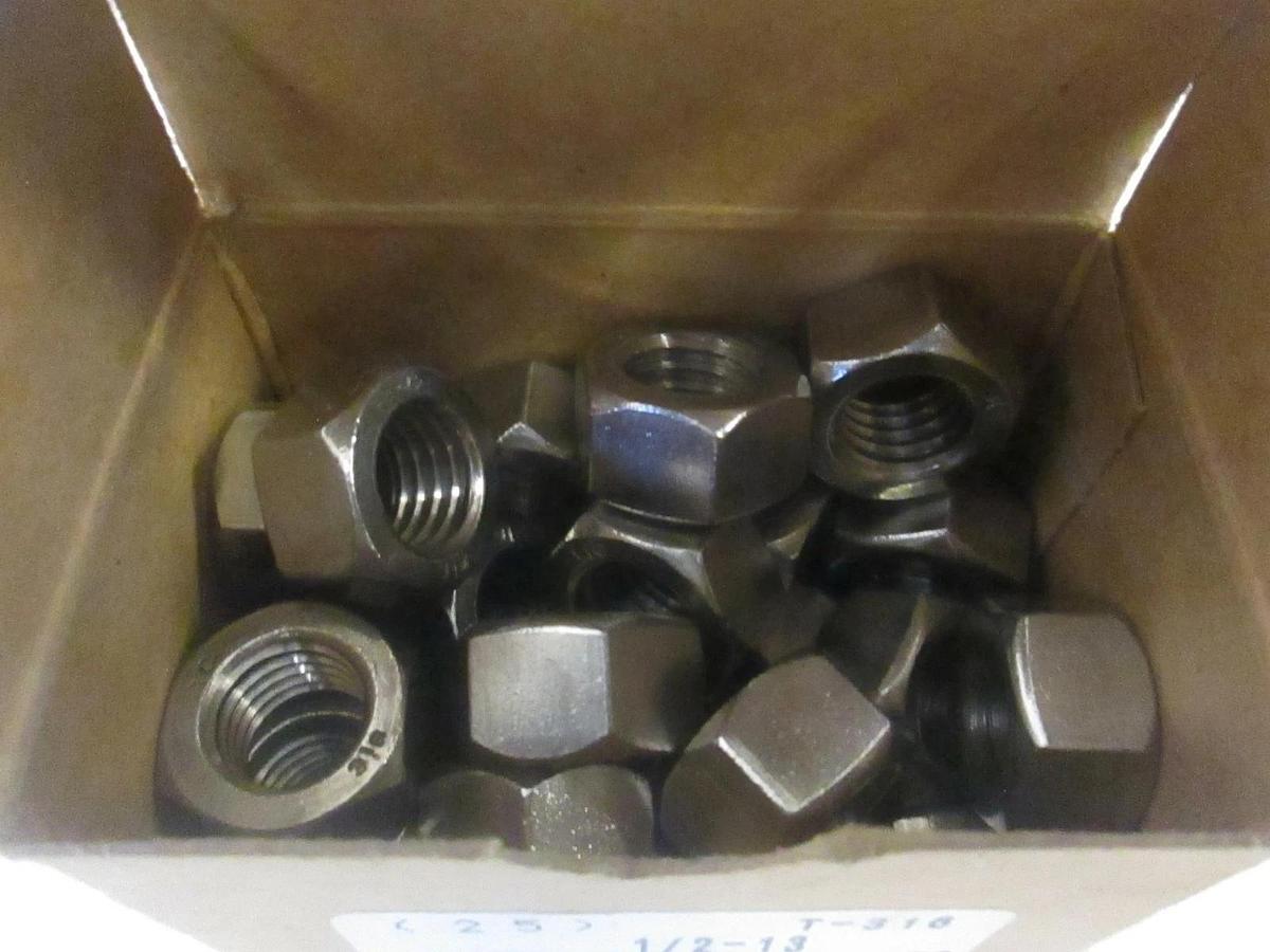 1/2-13, Finished Hex Nuts, New, Lot of 25