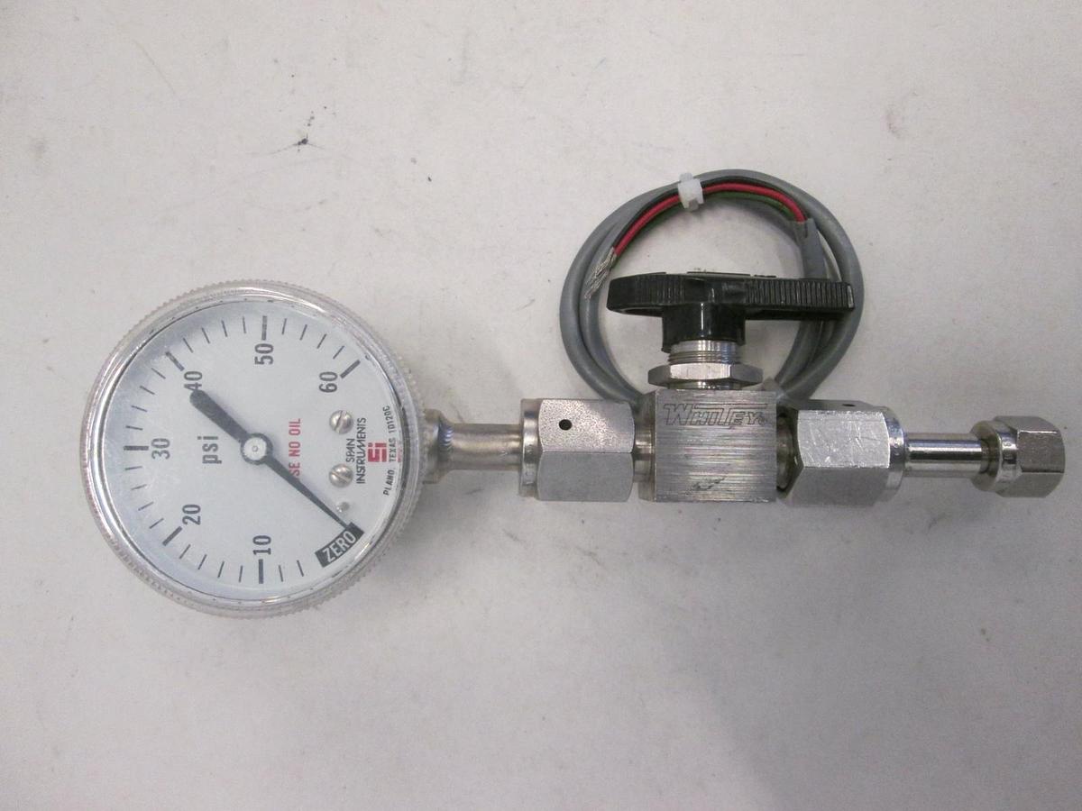 Used Span, Model IPS 122, Pressure Gauge w/ Whitey SS-42VCR4-W1 Valve, Used