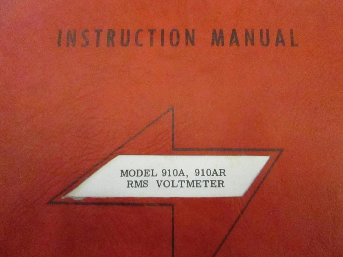 Used Fluke Model 910A, 910AR RMS Voltmeter Instruction Manual, Used
