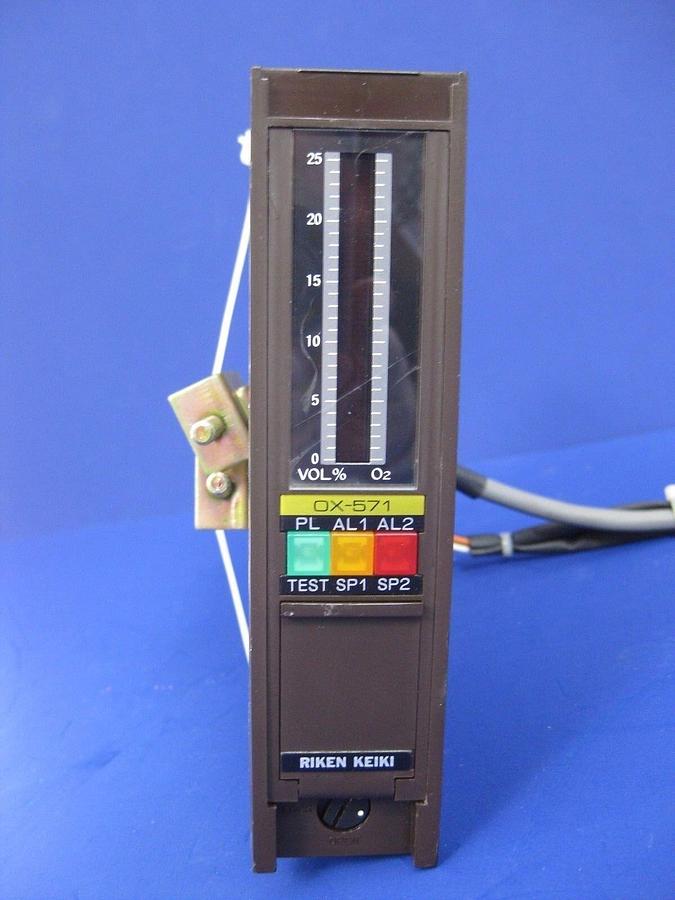 Used Riken Keiki Gas Indicator OX-571 Oxygen Analyzer, 0-25% O2, USED