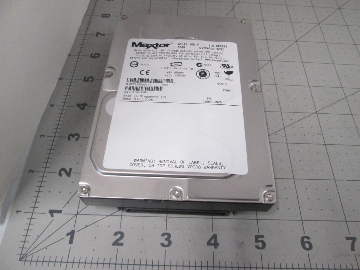 Used Maxtor, Disk Drive, 73GB, Ultra320 SCSI, Atlas 10K V, 3.5 Series, New