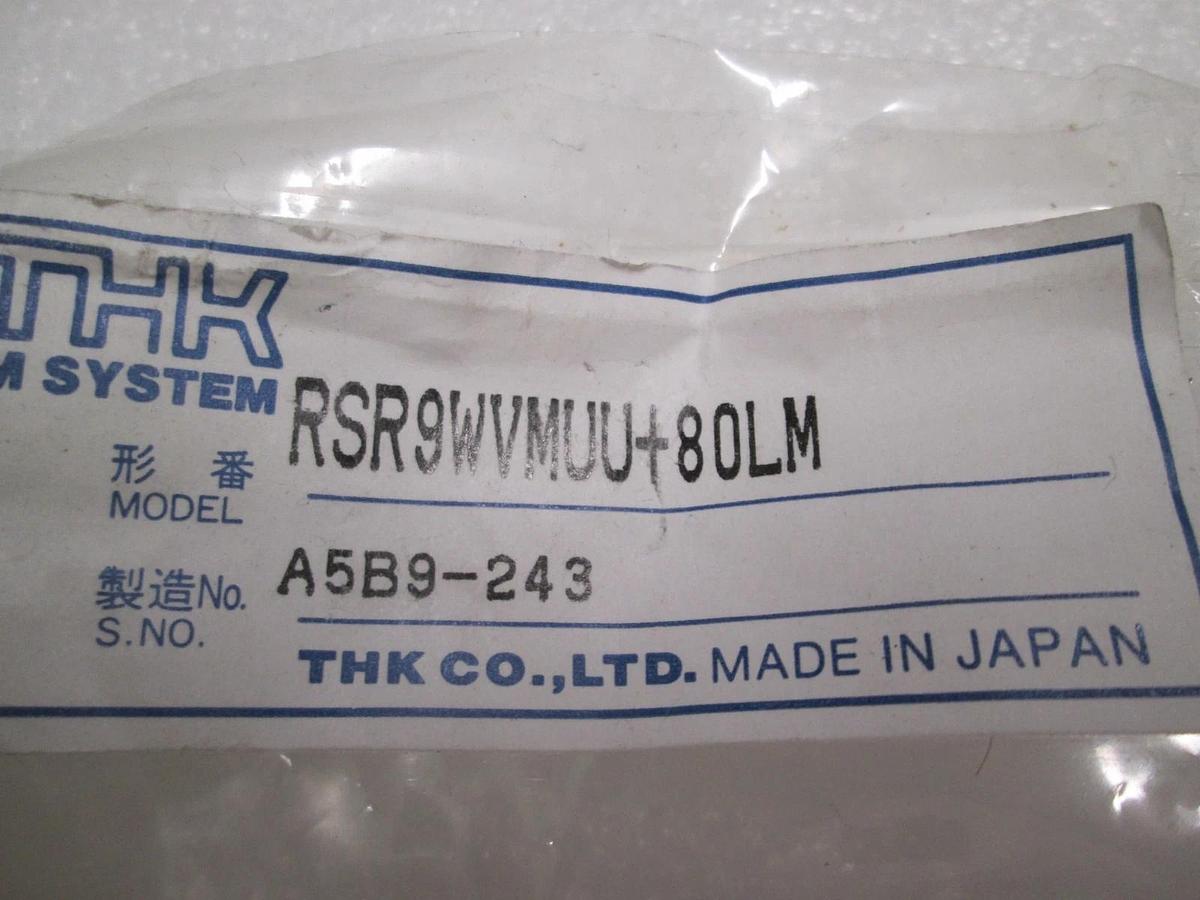Used THK, RSR9WVMUU+80LM, Bearing Guide Block w/ Slide Rail, New