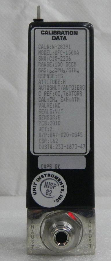 Used Unit UFC-1500A, Mass Flow Controller, Gas- SIH2CL2, Range- 75 SCCM, 1/4" M I/O