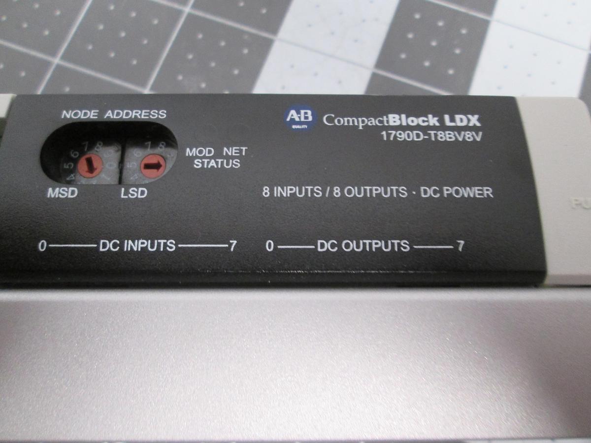 Used Allen-Bradley 1790D-T8BV8V CompactBlock DeviceNet Micro PLC Base Unit 24VDC