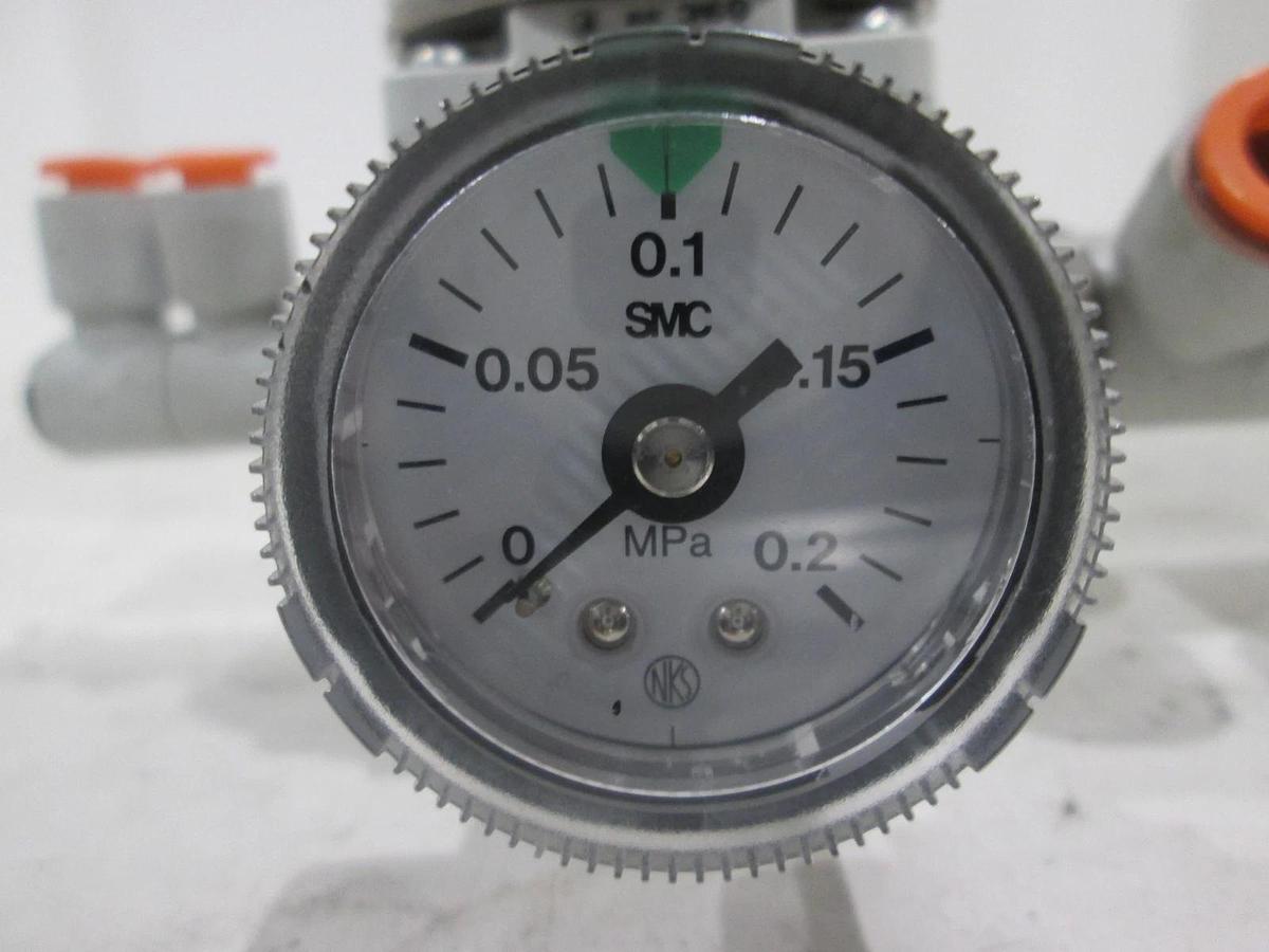 Used SMC, ARP30-N03H-Z1, Regulator Assy w/ 0-.2MPa Gauge and Bracket, Used