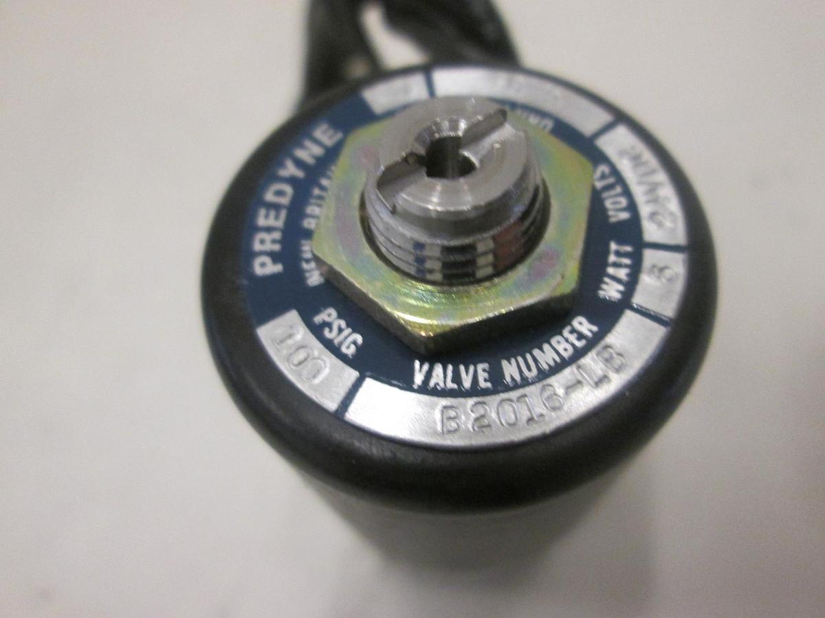 Used Predyne, B2016-LB, VALVE SOLENOID 2WAY 1/4NPT,24VLT,100 PSIG, 5/3, New