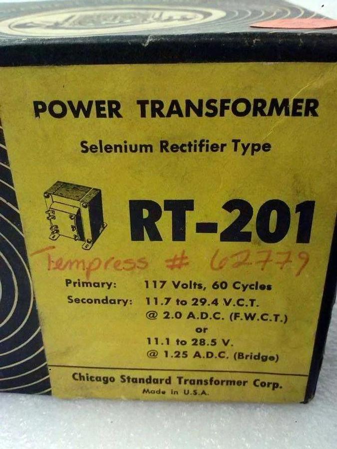 Chicago Standard RT-201 Selenium Rectifier Power Transformer, New in Box