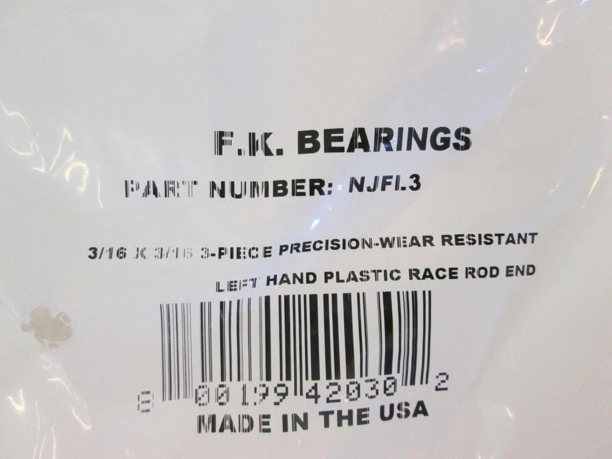 F.K. Bearings NJFL3, 3/16 X 3/16, 3 Piece Precision Wear Resistant, Left Hand