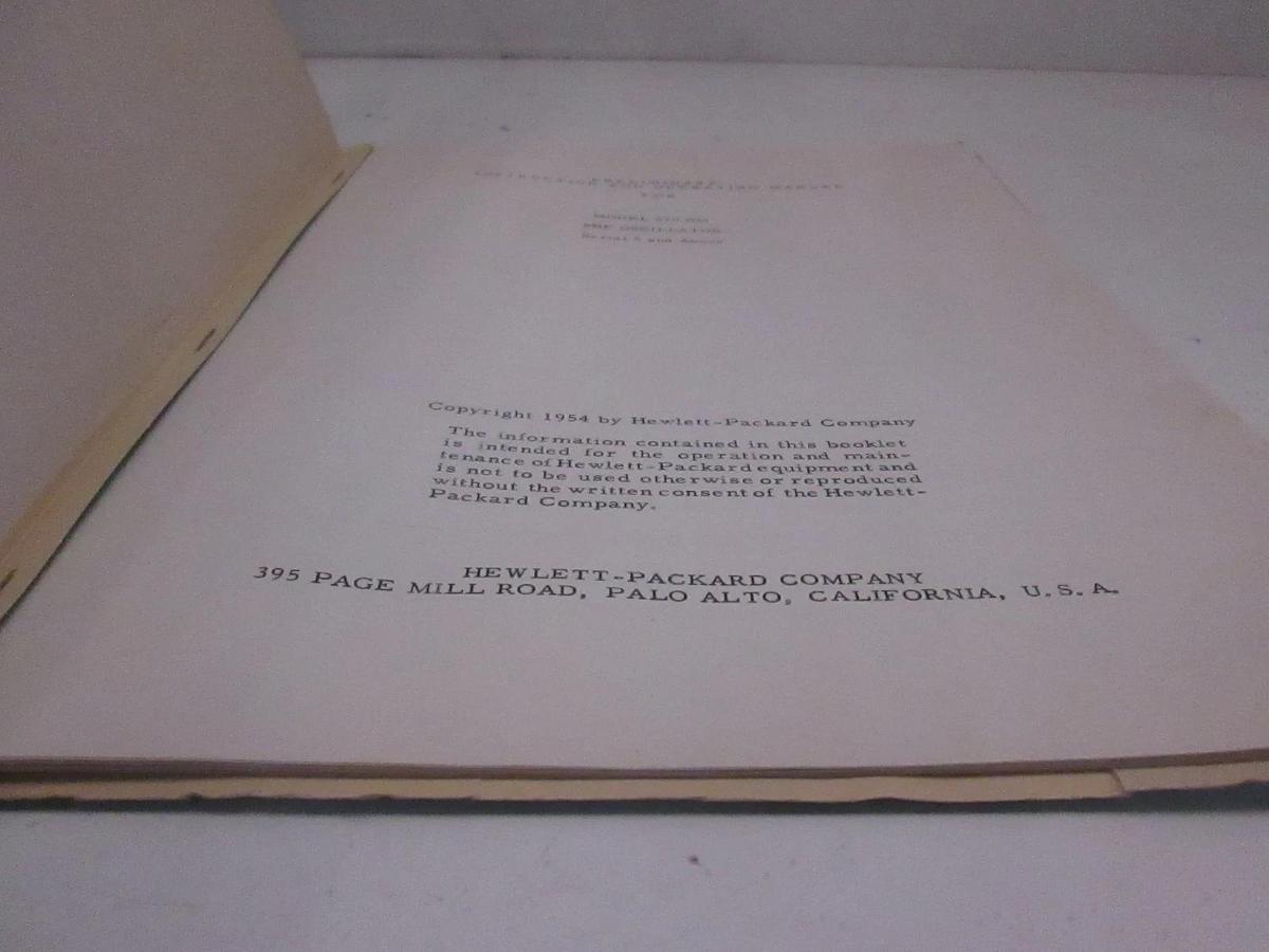 Used HP Model 670 HM SHF Oscillator Preliminary Instruction and Operating Manual