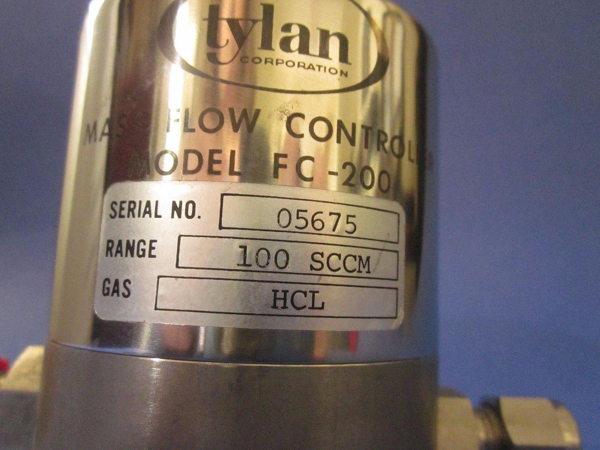 Used Tylan FC-200 Mass Flow Controller MFC, HCL, 100 SCCM, Used, antique