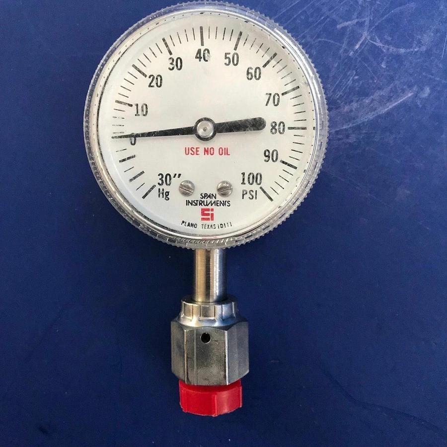 Used Span Pressure Gauge 30-0-100 psi, 1/4" FVCR, Used