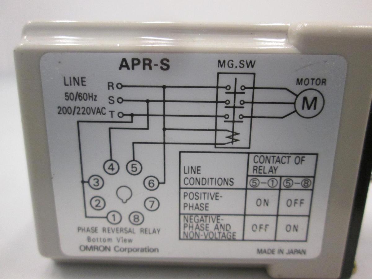 Used Omron, APR-S, Phase Reversal Relay, 200/220 VAC, Used