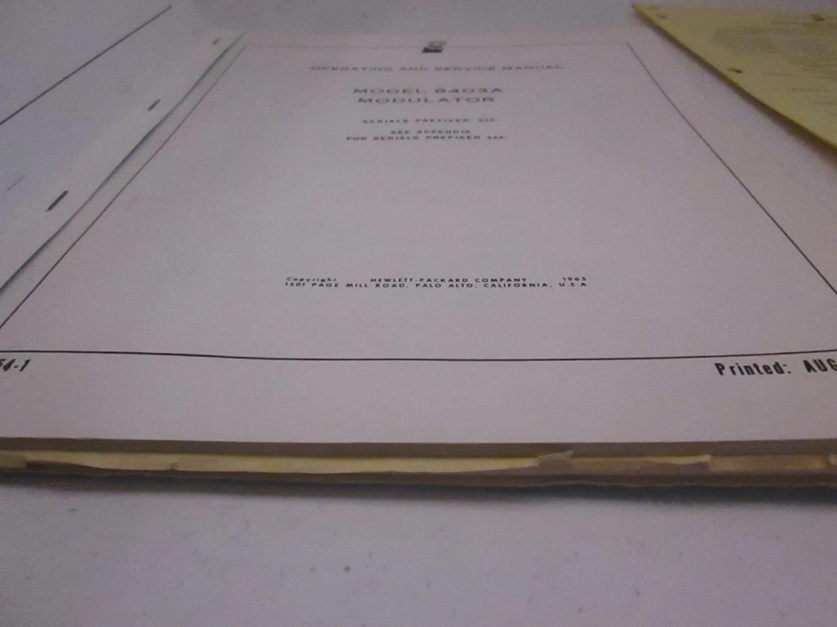 Used HP Model 8403A Modulator Operating and Service Manual, Used