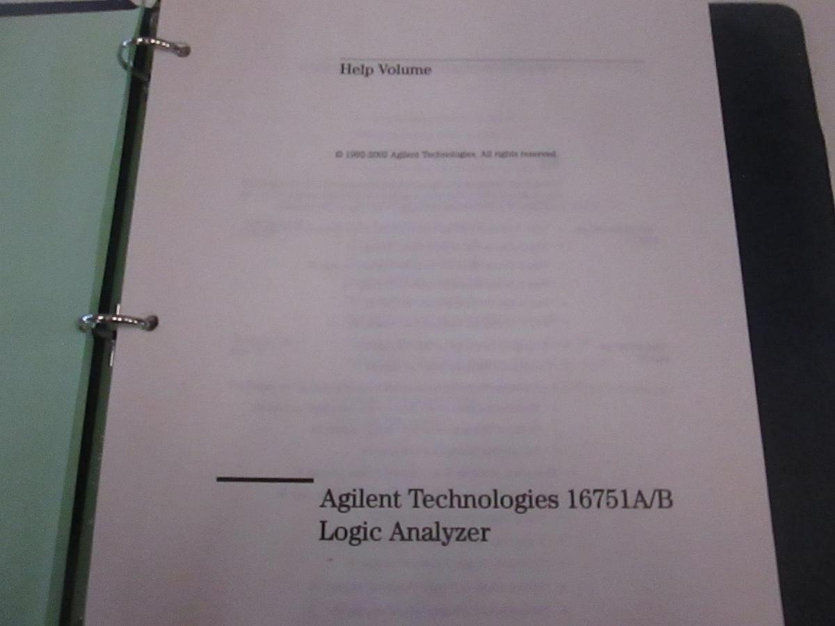 Used Agilent Technologies Model 16751A/B Logic Analyzer Help Volume, Used