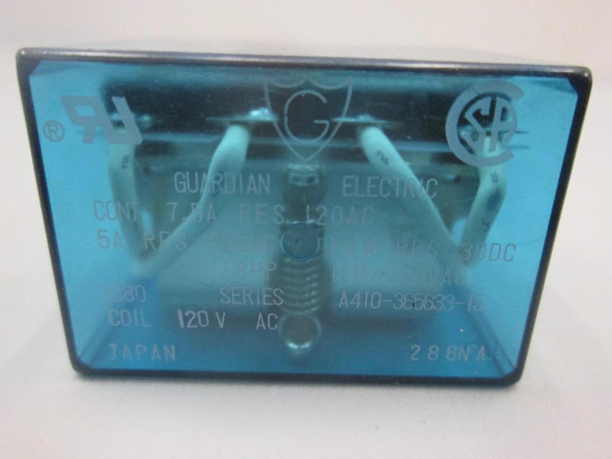 Used Guardian Electric, A410-365638-15, 120/240 VAC Relay, Used