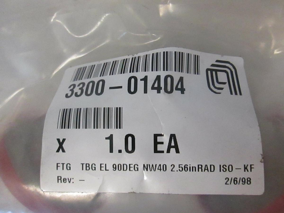 Used AMAT, 3300-01404, FTG TBG EL 90DEG NW40 2.56"RAD ISO-KF, New