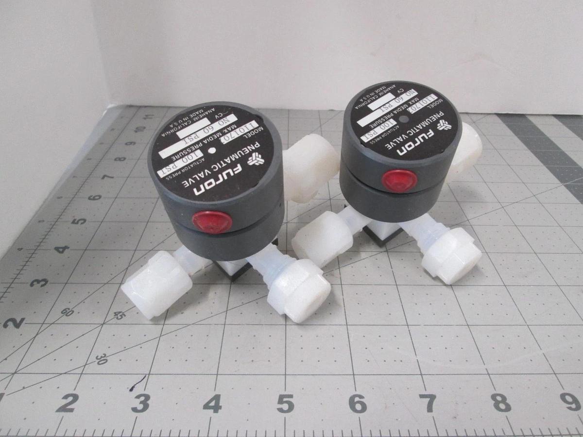 Used Furon, NO-60PSI, 1101708, 100 PSI, 3-Way Valve, Used, Lot of 2