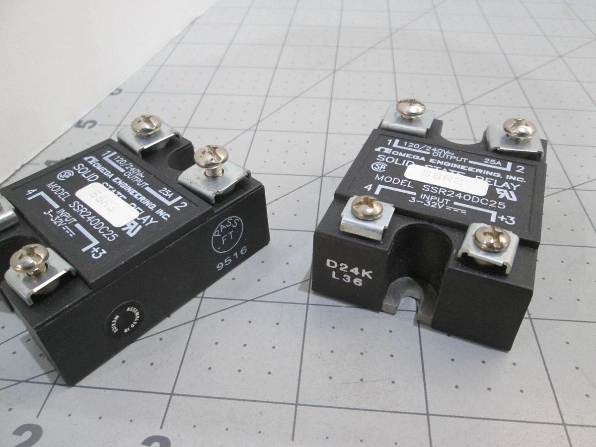 Used Omega, Model SSR240DC25, Solid State Relay, Used, Lot of 2