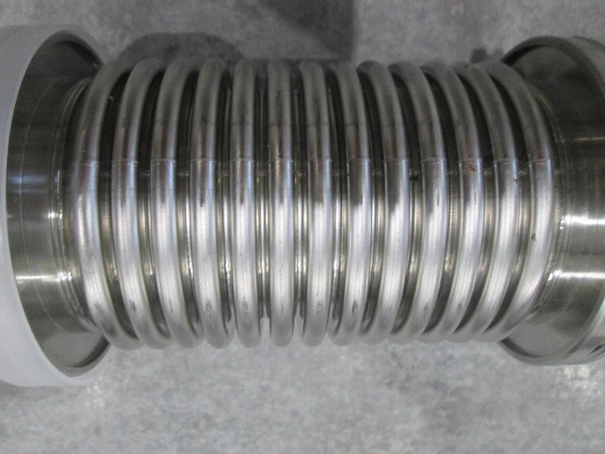 Used Stainless Steel Formed Bellows Vacuum Pipe/Hose, 6"L, 101MM Flange, Used