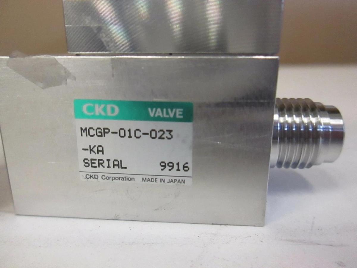 Used CKD Valve MCGP-01D-023-KA, MCGP-01C-023-KA w/ 1/4" Tube, 2.3kPa, Used