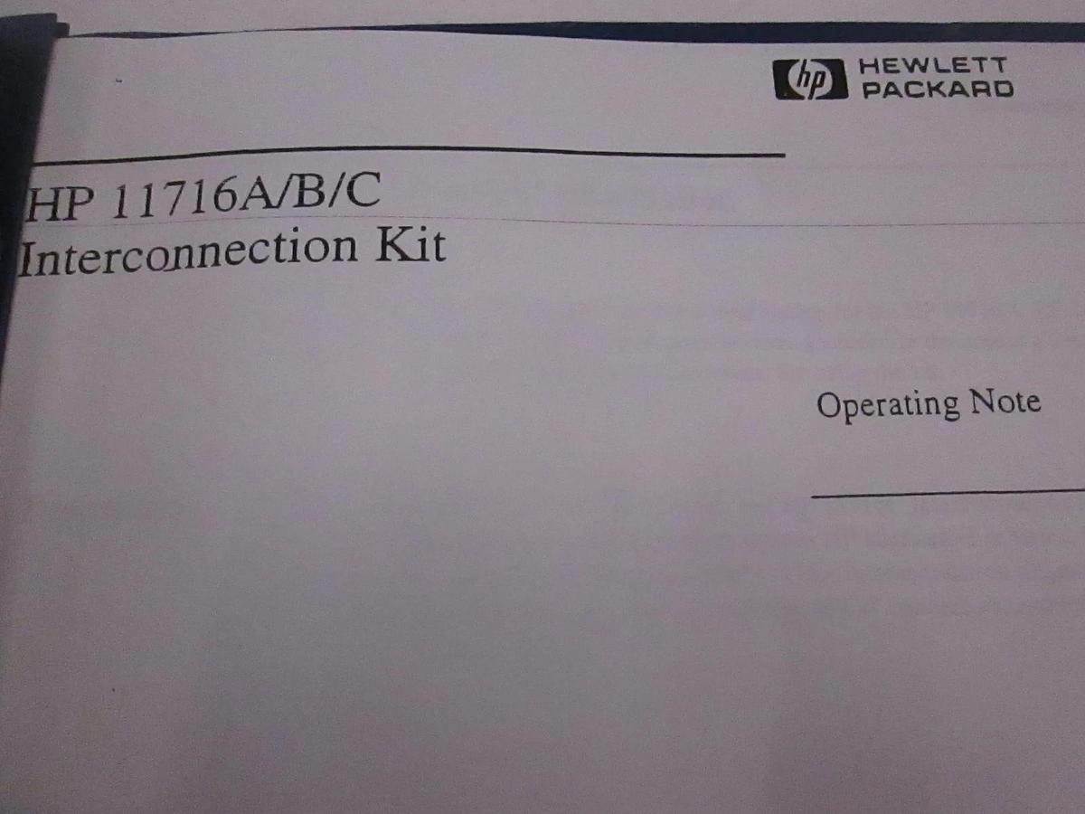 Used HP Model 11716A/B/C Interconnection Kit Operating Note, Used