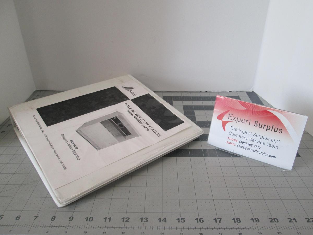 Used Bold Technologies, 1810, Post Getter Etch Station, User Manual, Used