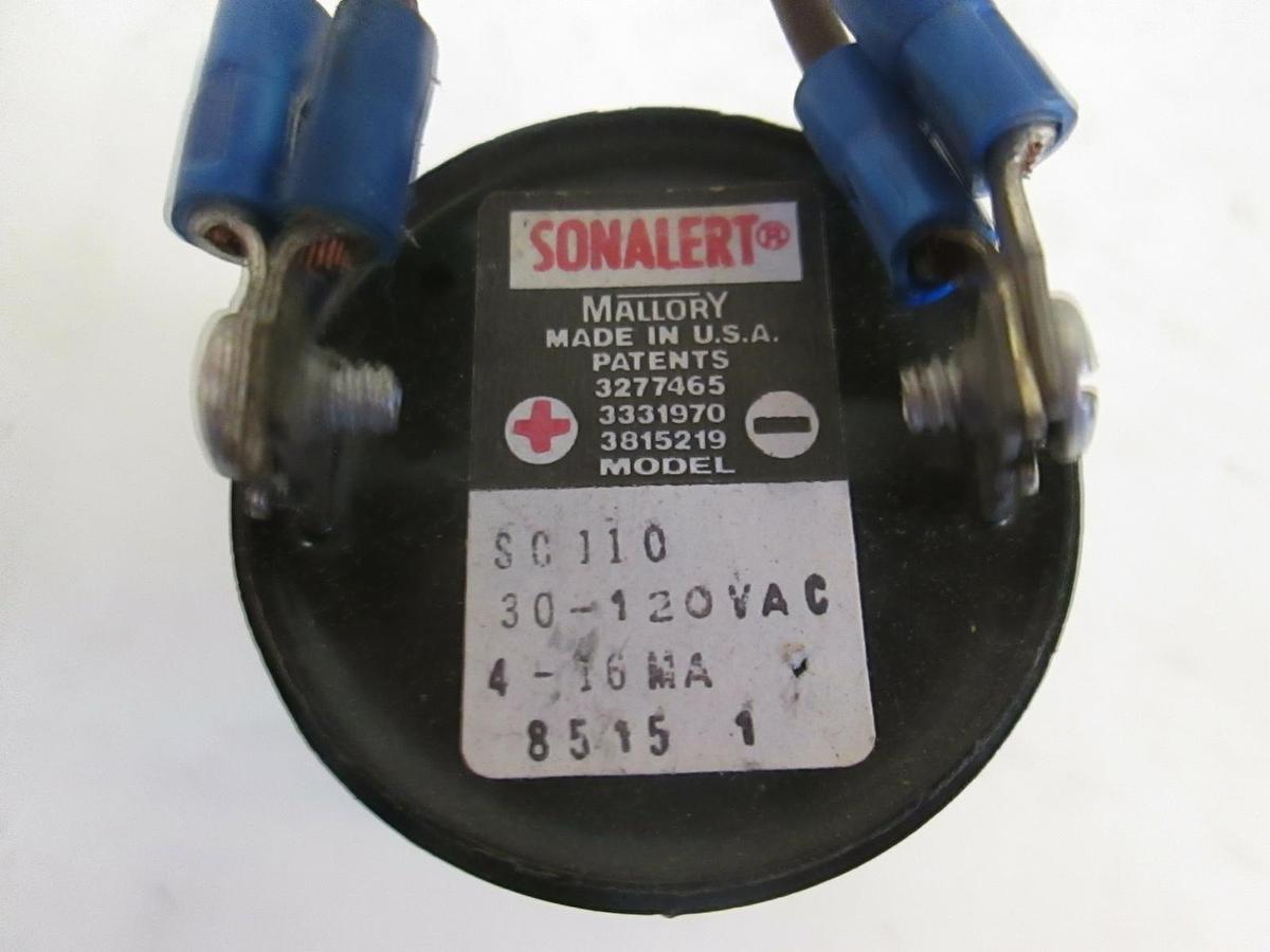 Used Mallory Sonalert SC110 Alarm Buzzer, 30-120 VAC Used