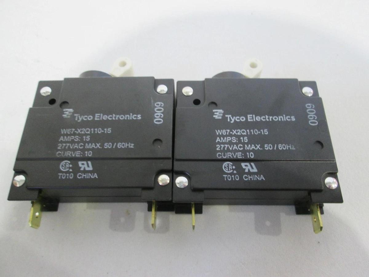 Tyco Electronics, W67-X2Q110-15, Circuit Breaker, 15A, 277VAC Max, New, Lot of 2