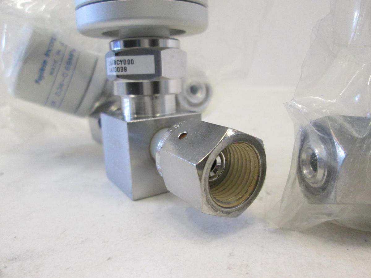 Used Fujikin, O.P. .34 -.69 MPa Pneumatic Valve, N.O, 316L, 1/4 FVCR, Used, Lot of 3