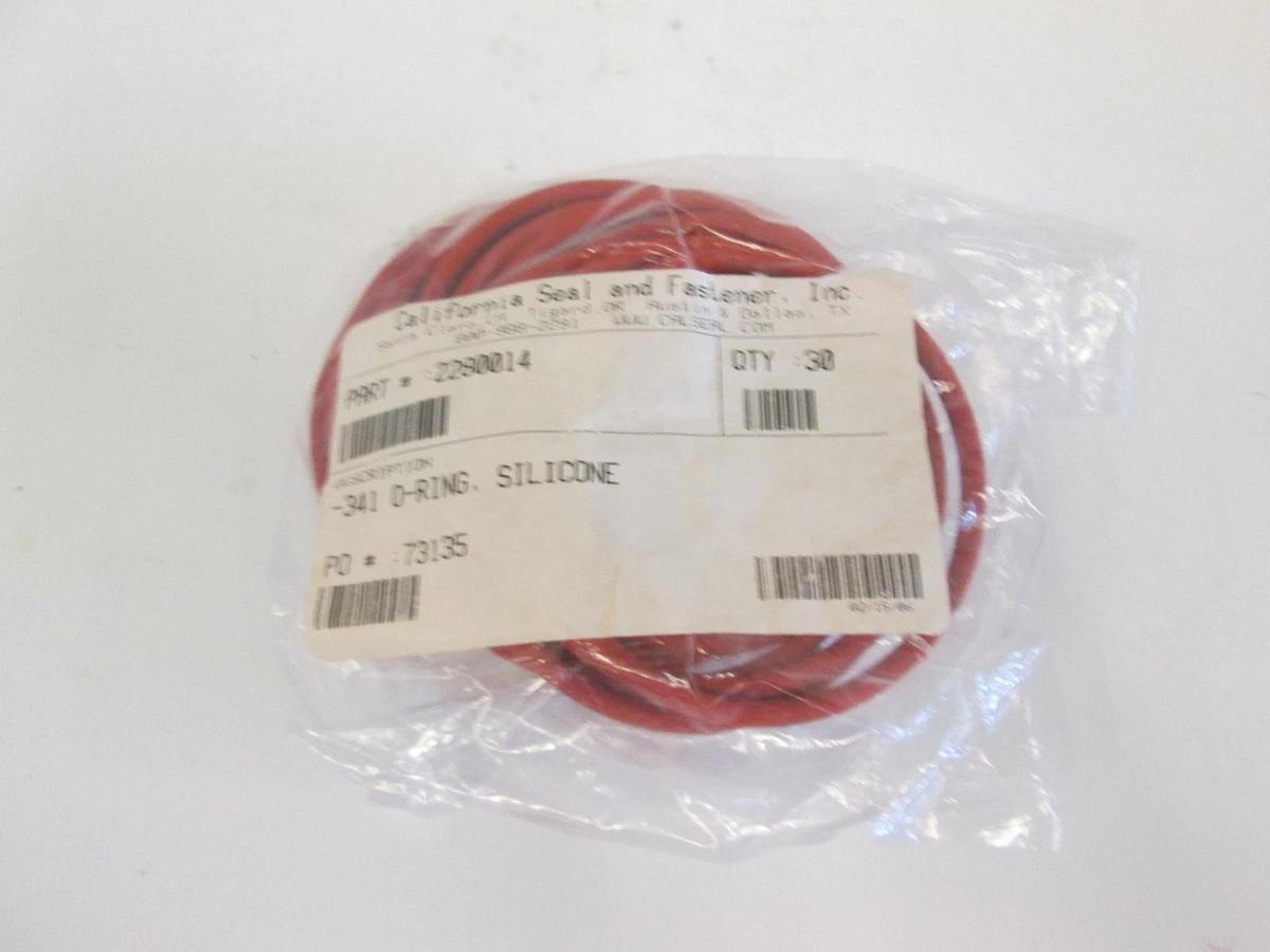 Used California Seal, 2280014, Silicone Red -341 O-Ring Lot of 30