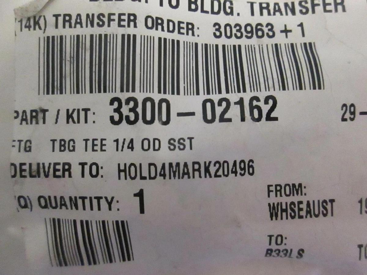 AMAT, FTG TBG Tee 1/4 OD SST, 3300-02162, New