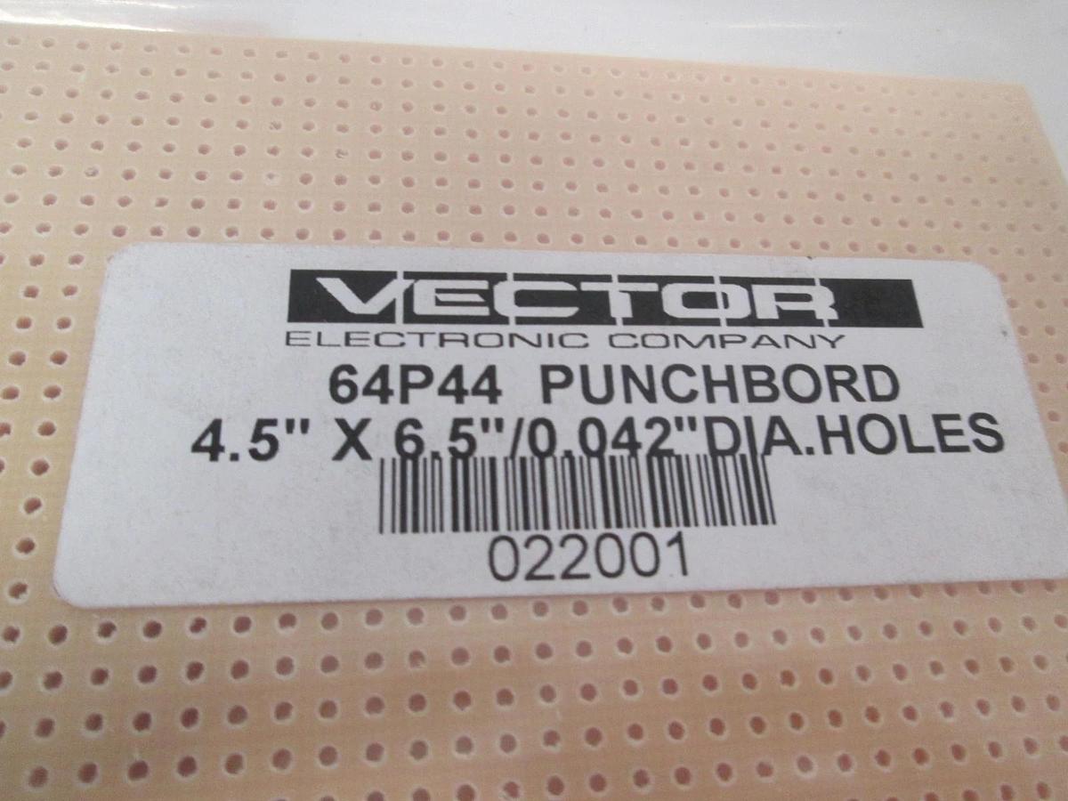 Vector, 64P44 Punchboard, 4.5" x 6.5"/0.042" DIA Holes, New Lot of 3