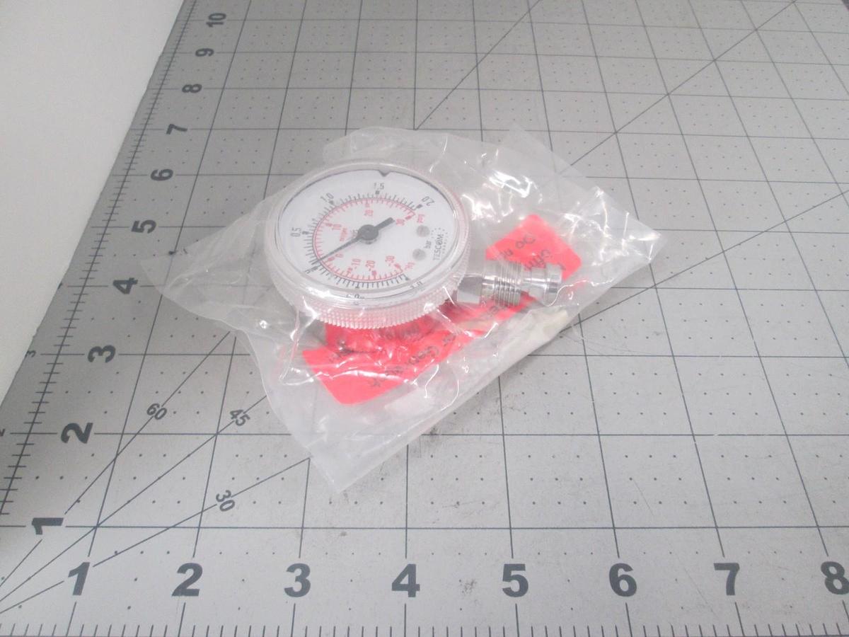 Used Tescom, Span Gauge, Dual Dial 2", -1.0 - 2 Bar, -30-0-30 PSIG, New