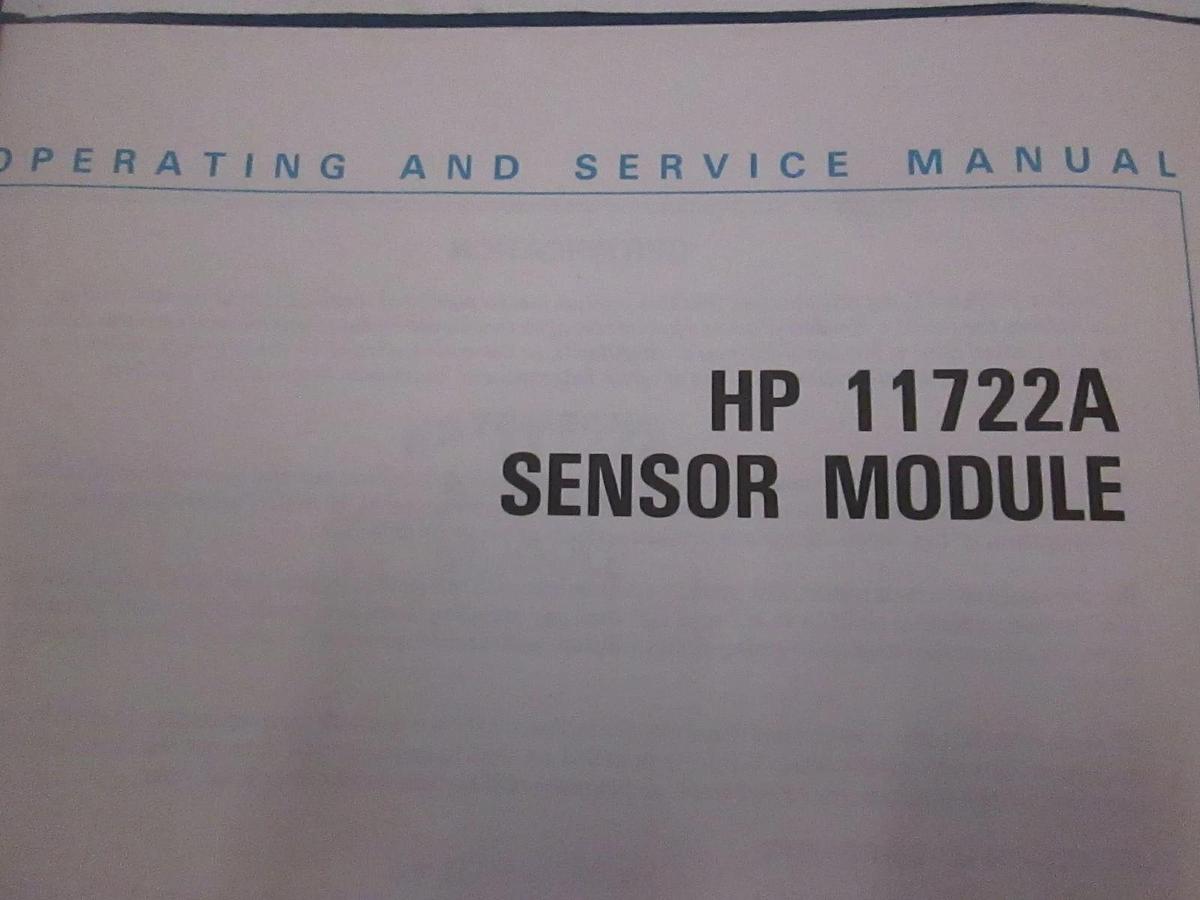 Used HP Model 11722A Sensor Module Operating and Service Manual, Used